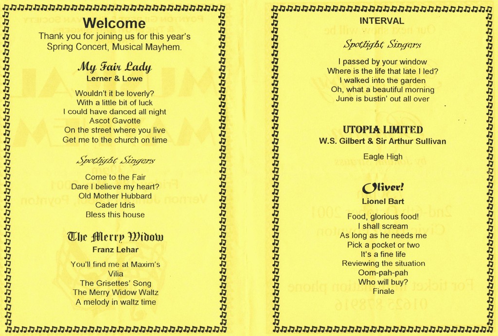 2001 concert programme