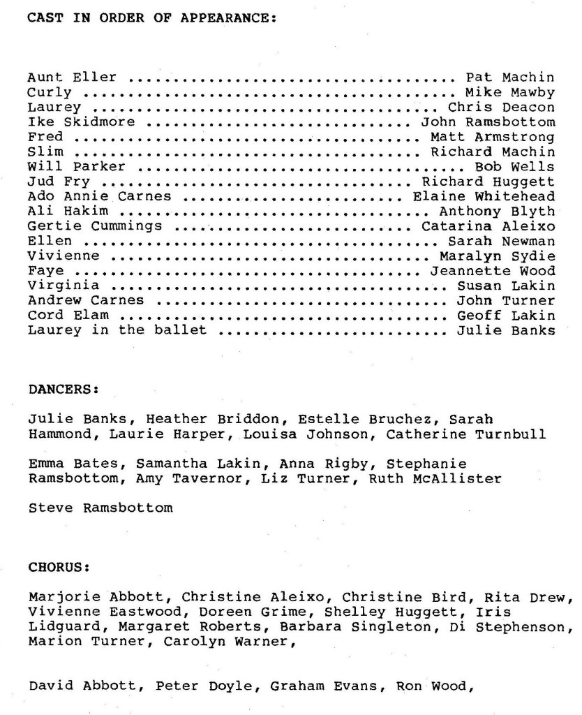 1987 Oaklahoma cast list