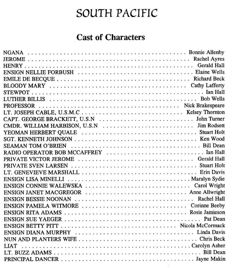 1996 South Pacific cast list