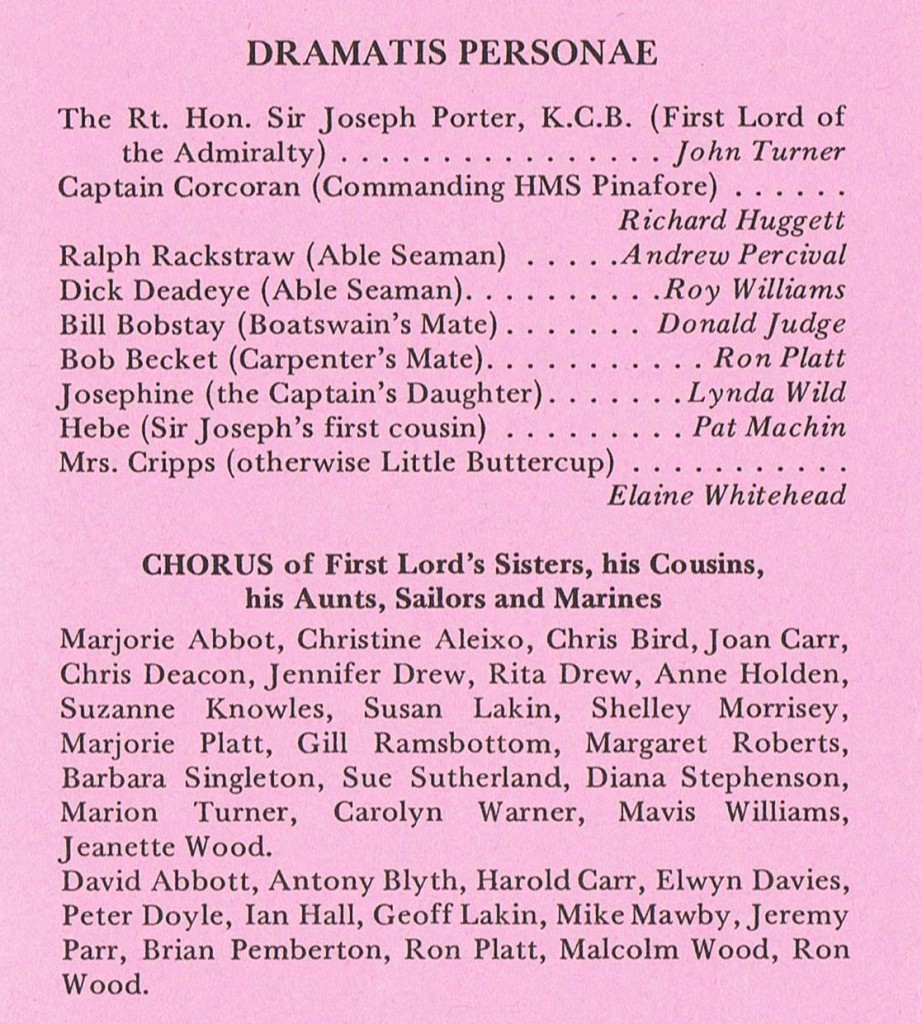 1984 Pinafore cast list