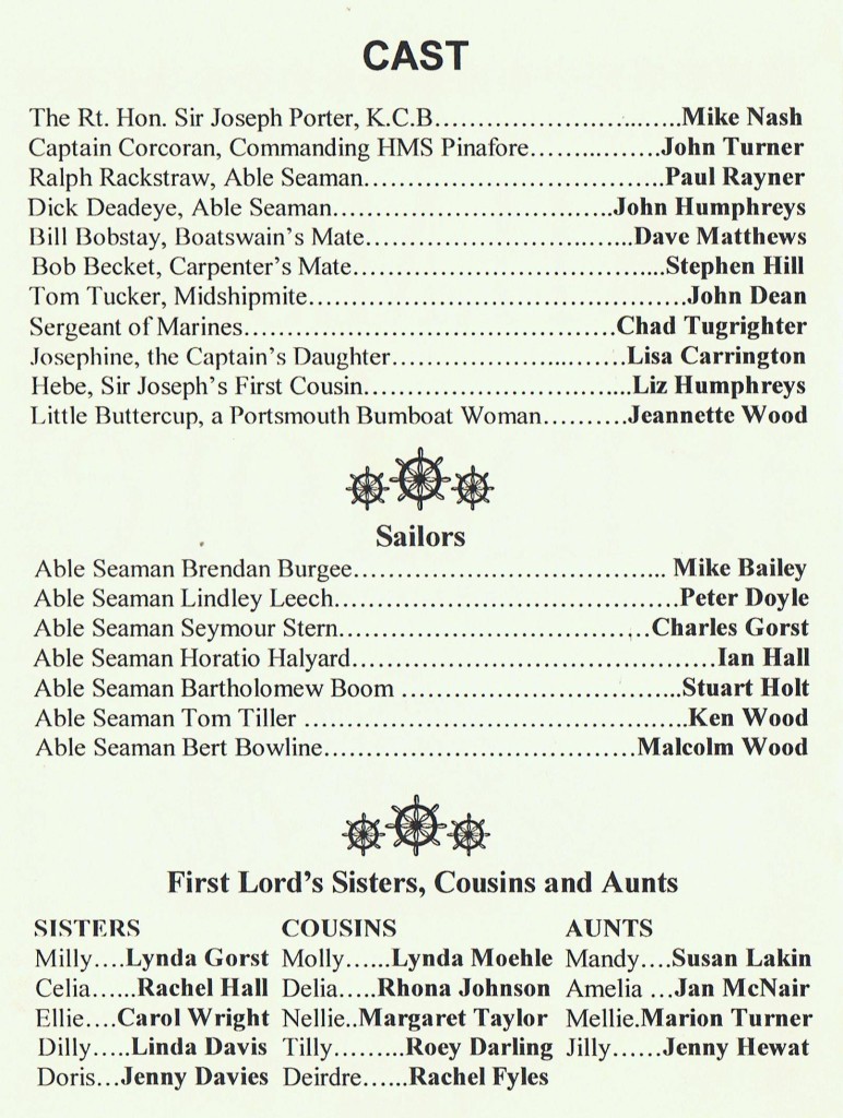 2002 Pinafore cast list