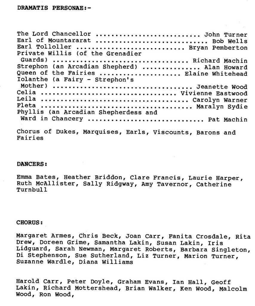 1988 Iolanthe cast list
